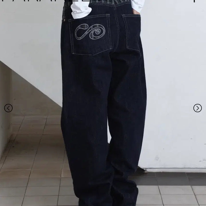 [BUNJANG] Parakeet Plaid Combi Logo Denim / 패러킷 플레이드 콤비 로고 데님