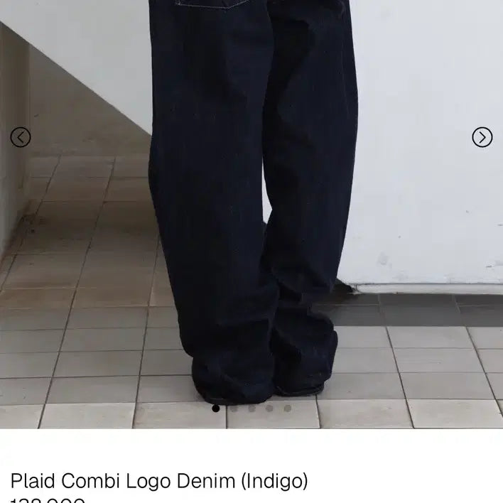 [BUNJANG] Parakeet Plaid Combi Logo Denim / 패러킷 플레이드 콤비 로고 데님