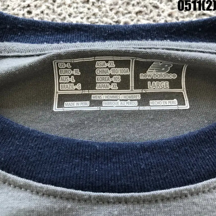 [BUNJANG] New Balance 7-Sleeve Raglan T-Shirt Grey/Navy L / 뉴발란스 7부 래글런 티셔츠 회색/네이비 L