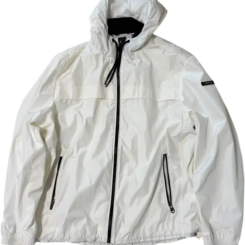 [BUNJANG] Calvin Klein White Windbreaker Hooded Jacket / 캘빈클라인 화이트 바람막이 후드 자켓