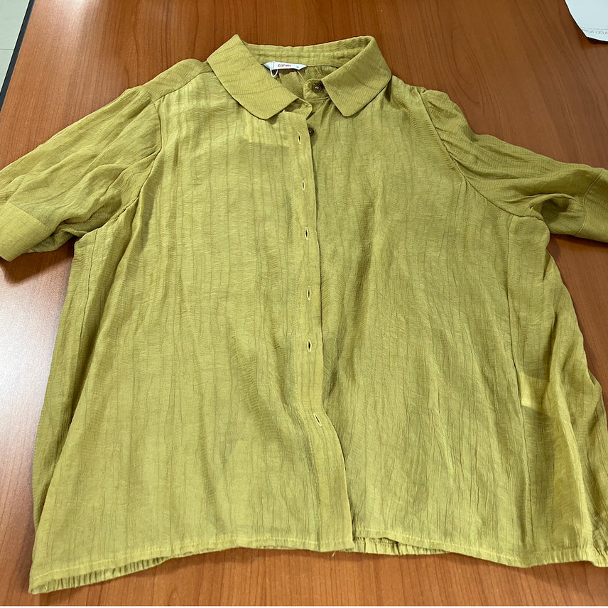 [BUNJANG] GISEN Shirt-Type T-Blouse Yellow / 지센 셔츠형 티 블라우스 옐로우 095