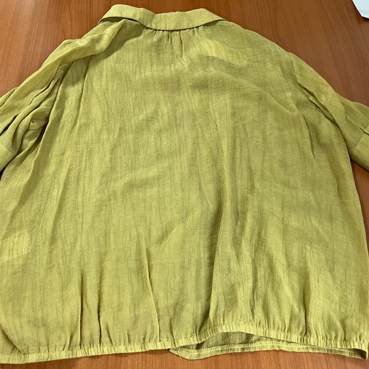 [BUNJANG] GISEN Shirt-Type T-Blouse Yellow / 지센 셔츠형 티 블라우스 옐로우 095