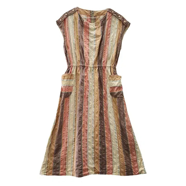 [BUNJANG] Vintage Ethnic Stripe Side Button Dress / 빈티지 에스닉 스트라이프 사이드버튼 원피스 M