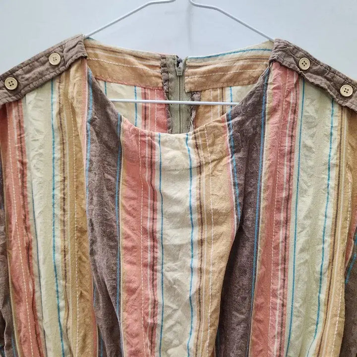 [BUNJANG] Vintage Ethnic Stripe Side Button Dress / 빈티지 에스닉 스트라이프 사이드버튼 원피스 M
