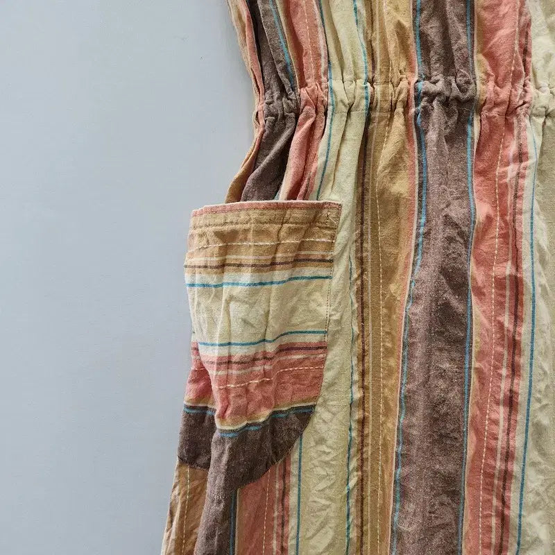 [BUNJANG] Vintage Ethnic Stripe Side Button Dress / 빈티지 에스닉 스트라이프 사이드버튼 원피스 M