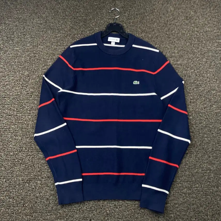 [BUNJANG] Lacoste Striped Knit Sweater / 라코스테 단가라 스트라이프 니트