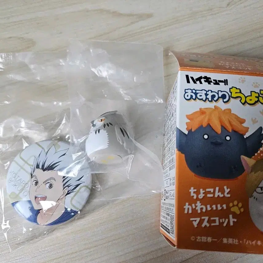 [BUNJANG] Haikyuu!! Bokuto Set Pin Button &amp; Sitting Figure / 하이큐 보쿠토 세트