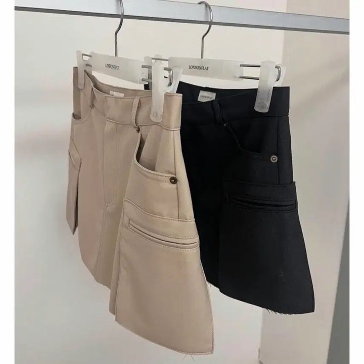 [BUNJANG] London Plot Rivet Cargo Skirt Beige Size S / 런던플랏 리벳 카고스커트 s사이즈 베이지