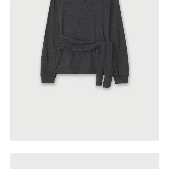 [BUNJANG] Charcoal Wrap Long Sleeve T-Shirt with Waist Tie / 랩 티셔츠 차콜색 허리끈 긴팔티