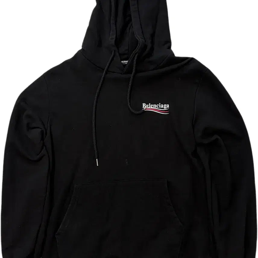 [BUNJANG] Balenciaga Wave Logo Black Hoodie / 발렌시아가 웨이브 로고 블랙 후드티