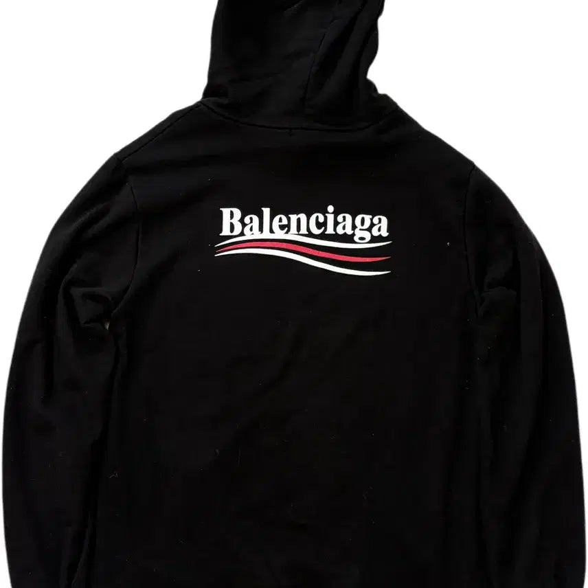 [BUNJANG] Balenciaga Wave Logo Black Hoodie / 발렌시아가 웨이브 로고 블랙 후드티