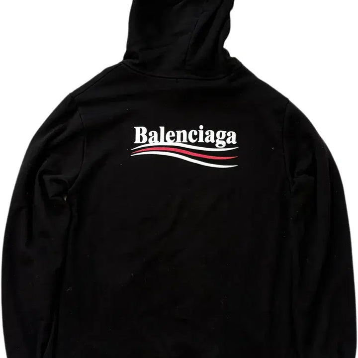 [BUNJANG] Balenciaga Wave Logo Black Hoodie / 발렌시아가 웨이브 로고 블랙 후드티
