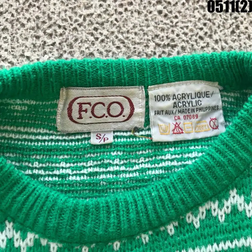 [BUNJANG] Vintage Green Nordic Pattern Knit Sweater / 빈티지 그린 노르딕 패턴 니트 스웨터 s