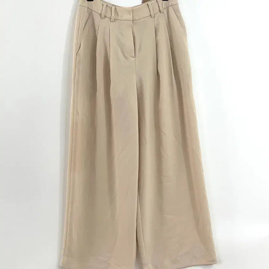 [BUNJANG] Berenice High-Waisted Pinstripe Wide Pants Beige / (여성,36) 베레니스 하이웨스트 핀턱 와이드 팬츠 베이지 0511-0