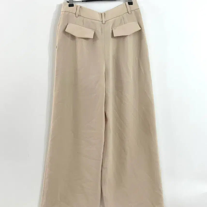 [BUNJANG] Berenice High-Waisted Pinstripe Wide Pants Beige / (여성,36) 베레니스 하이웨스트 핀턱 와이드 팬츠 베이지 0511-0