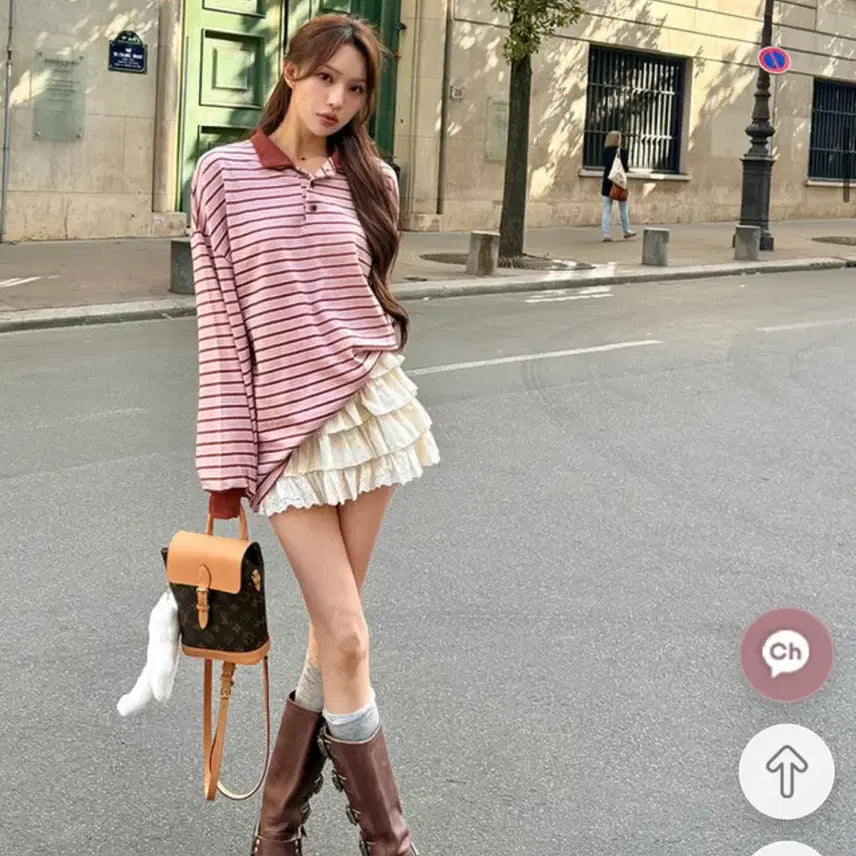 [BUNJANG] Marie Market Easy Stripe T-Shirt - Pink / [1번입은새제품무방] 남친심쿵 마리마켓 이지 스트라이프 티셔츠 요정마리