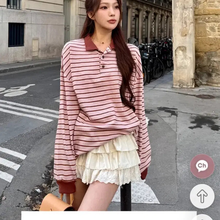 [BUNJANG] Marie Market Easy Stripe T-Shirt - Pink / [1번입은새제품무방] 남친심쿵 마리마켓 이지 스트라이프 티셔츠 요정마리
