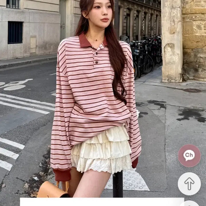 [BUNJANG] Marie Market Easy Stripe T-Shirt - Pink / [1번입은새제품무방] 남친심쿵 마리마켓 이지 스트라이프 티셔츠 요정마리