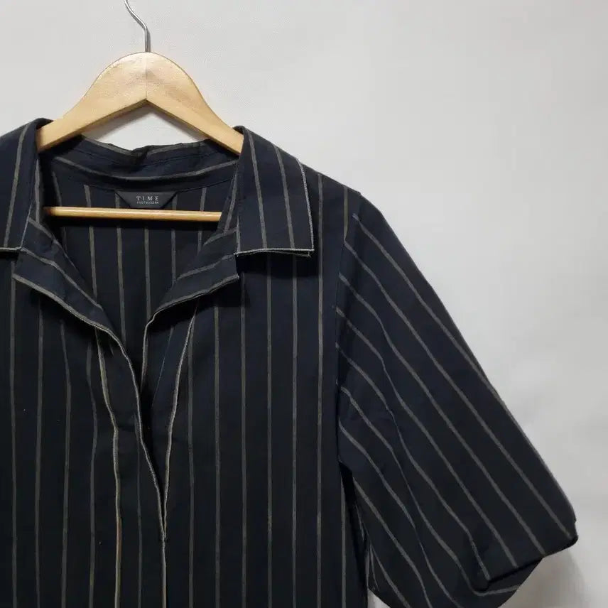 [BUNJANG] TIME Stripe Shirt Dress / TIME 타임 스트라이프 셔츠형 원피스 90