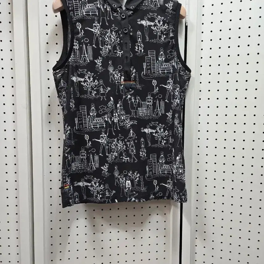 [BUNJANG] Castelbajac Black Printing Sleeveless Collar T-shirt Size 90 / (1542)까스텔바작블랙 프린팅 민소매 카라 티셔츠90