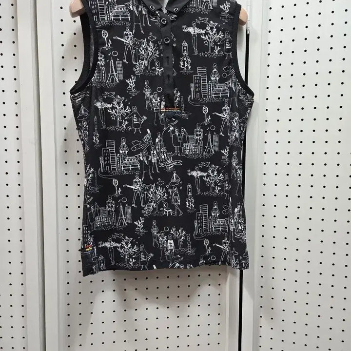 [BUNJANG] Castelbajac Black Printing Sleeveless Collar T-shirt Size 90 / (1542)까스텔바작블랙 프린팅 민소매 카라 티셔츠90