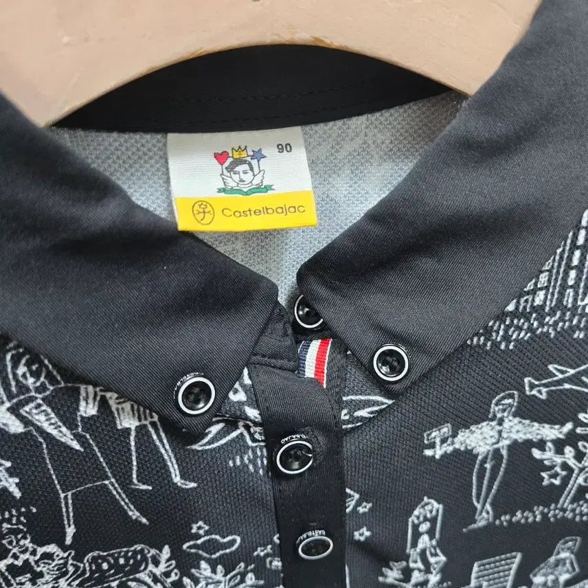[BUNJANG] Castelbajac Black Printing Sleeveless Collar T-shirt Size 90 / (1542)까스텔바작블랙 프린팅 민소매 카라 티셔츠90