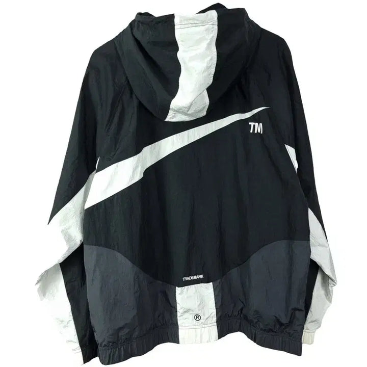 [BUNJANG] Nike Big Swoosh High Neck Oversized Hooded Windbreaker Jacket Black / 나이키 빅스우시 하이넥 오버핏 후드 바람막이 자켓 블랙 M20523