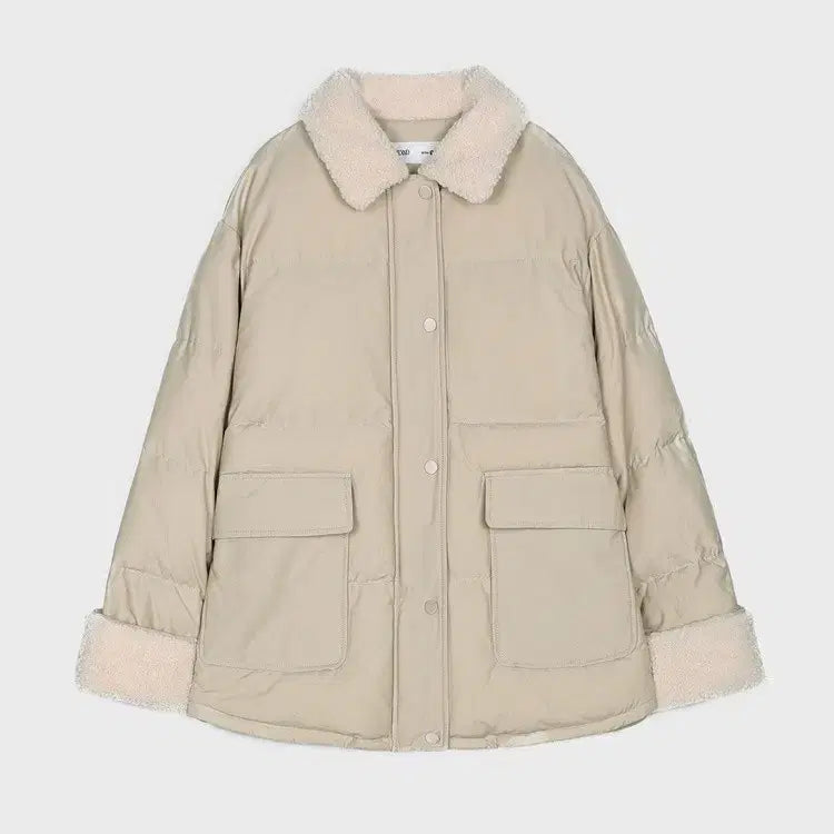 [BUNJANG] Mixxo Oversized Sherpa Collar Short Puffer Jacket / 미쏘 오버핏 덤블배색 숏 푸퍼