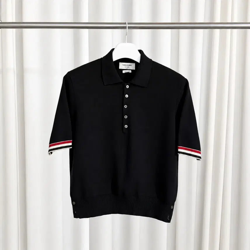 [BUNJANG] Thom Browne RWB Trimming Milano Stitch Short Sleeve Polo Shirt / 톰브라운 RWB 트리밍 밀라노스티치 반팔 카라티