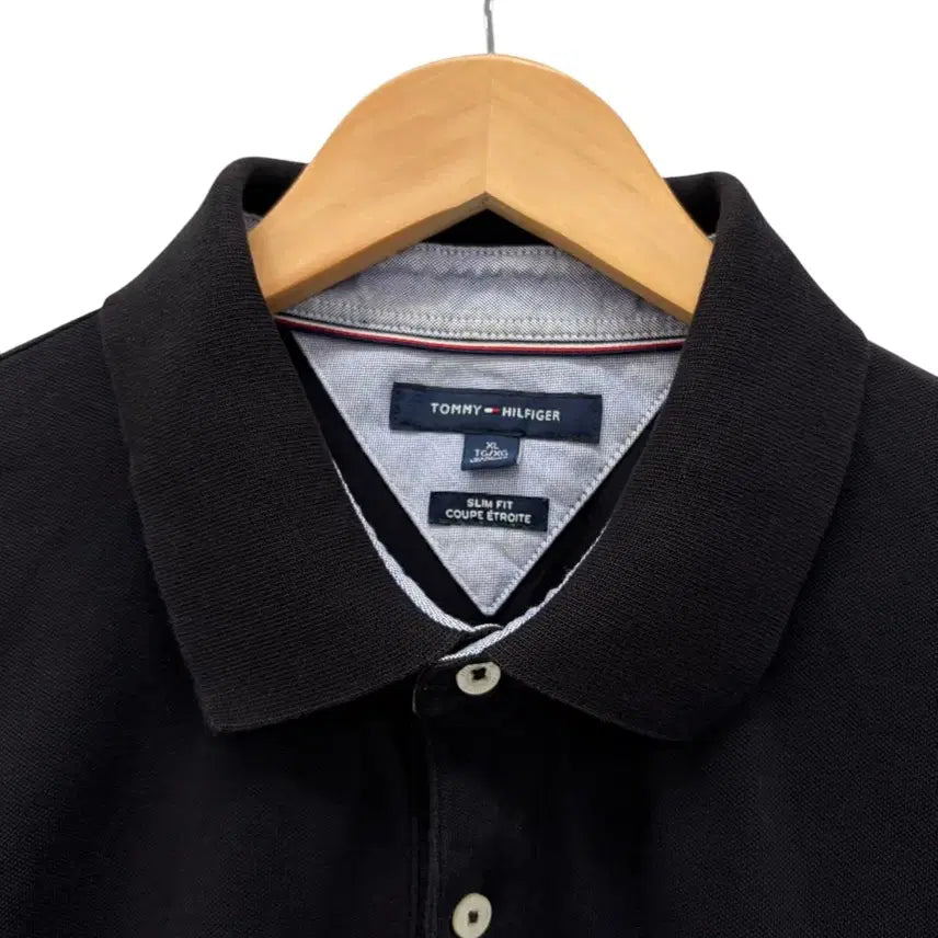 [BUNJANG] Tommy Hilfiger Pique Short Sleeve T-Shirt Black XL / 타미힐피거 피케 반팔 블랙