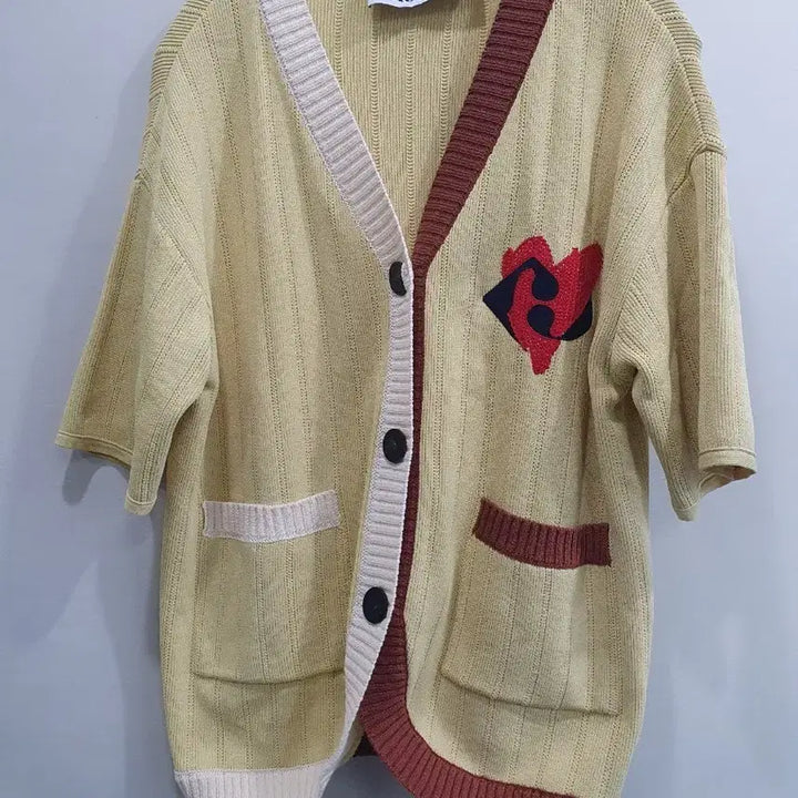 [BUNJANG] Lucky Chouette Short Sleeve Cardigan Yellow / 럭키슈에뜨 반팔 가디건 옐로우[신품급]