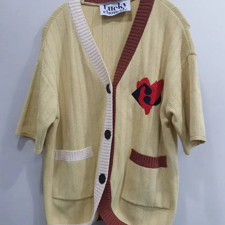 [BUNJANG] Lucky Chouette Short Sleeve Cardigan Yellow / 럭키슈에뜨 반팔 가디건 옐로우[신품급]