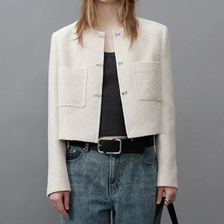 [BUNJANG] RAVE Tweed Jacket White Size S / 레이브 완판 트위드 자켓
