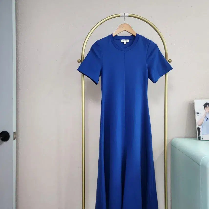 [BUNJANG] COS Blue Short-Sleeve Long Dress / COS 코스 블루 반팔 롱 원피스