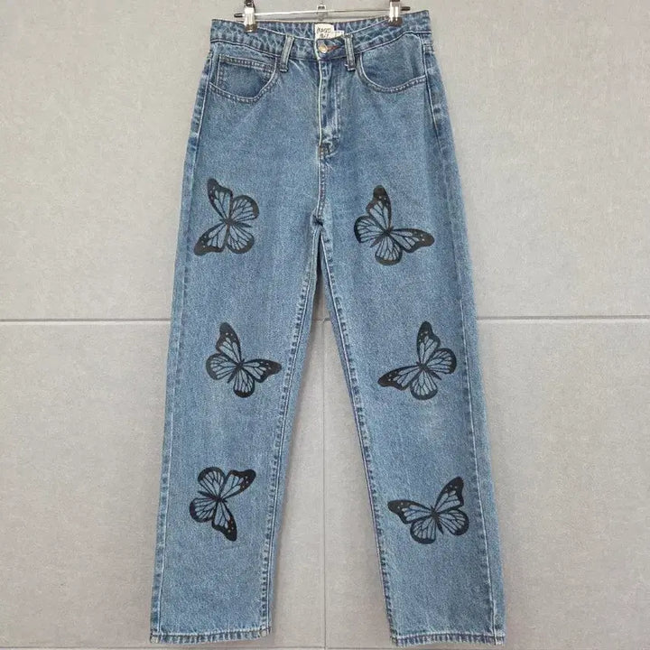 [BUNJANG] Princess Polly Butterfly Print Straight Leg Jeans US 6 / 프린세스 폴리 나비 프린팅 데님 팬츠