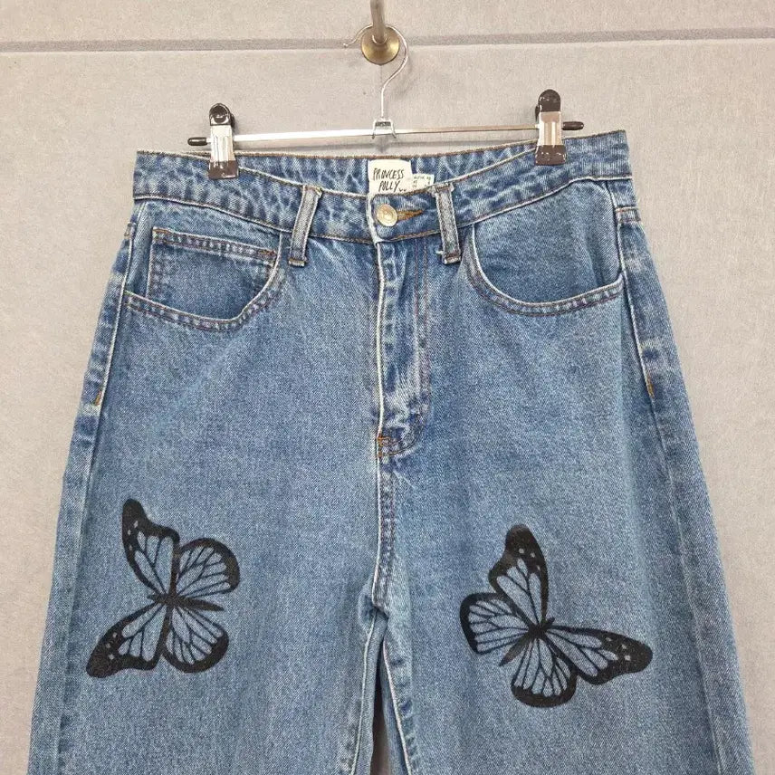 [BUNJANG] Princess Polly Butterfly Print Straight Leg Jeans US 6 / 프린세스 폴리 나비 프린팅 데님 팬츠