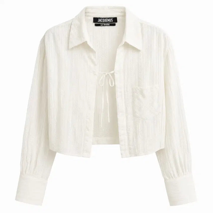 [BUNJANG] Jacquemus La Riviera White Cropped Shirt Size 36 / 자크뮈스 라 리비에라 화이트 크롭 셔츠 36 사이즈