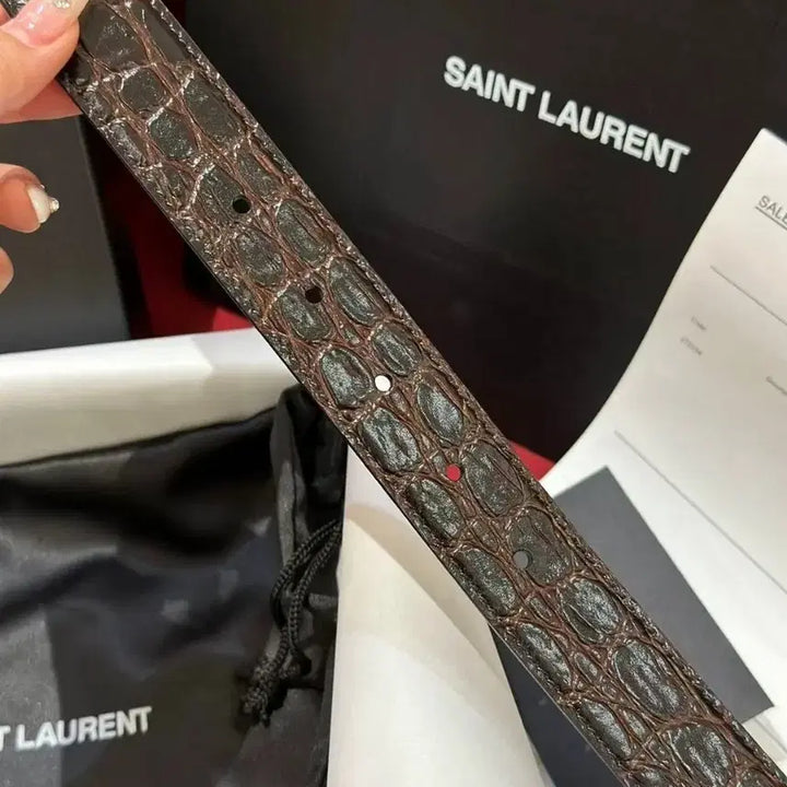 [BUNJANG] Saint Laurent Burgundy Leather Belt 3.0cm / 생로랑 버건디 가죽 벨트 3.0cm