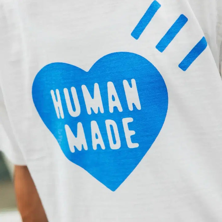[BUNJANG] Human Made Heart T-Shirt White Blue / 휴먼 메이드 하트 티셔츠 화이트 블루 - 오프라인 스토어 한정