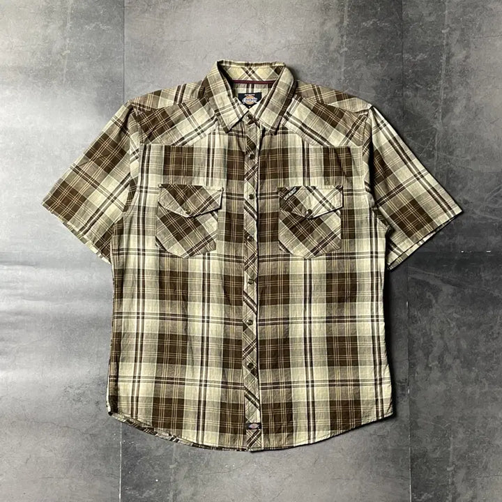[BUNJANG] Dickies Vintage Check Western Short Sleeve Shirt A00937 / DICKIES 디키즈 빈티지 체크 웨스턴 반팔 셔츠 A00937
