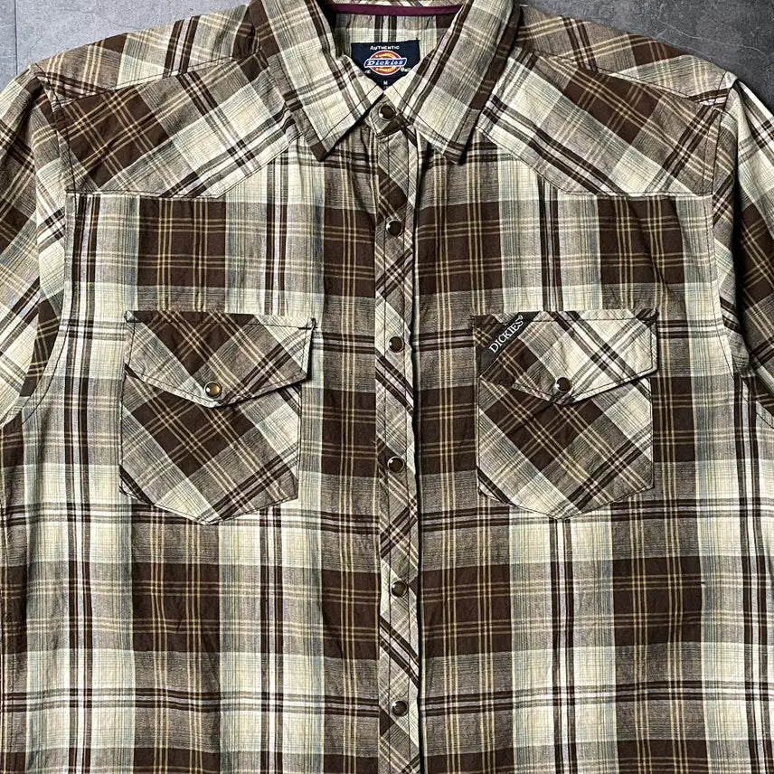 [BUNJANG] Dickies Vintage Check Western Short Sleeve Shirt A00937 / DICKIES 디키즈 빈티지 체크 웨스턴 반팔 셔츠 A00937