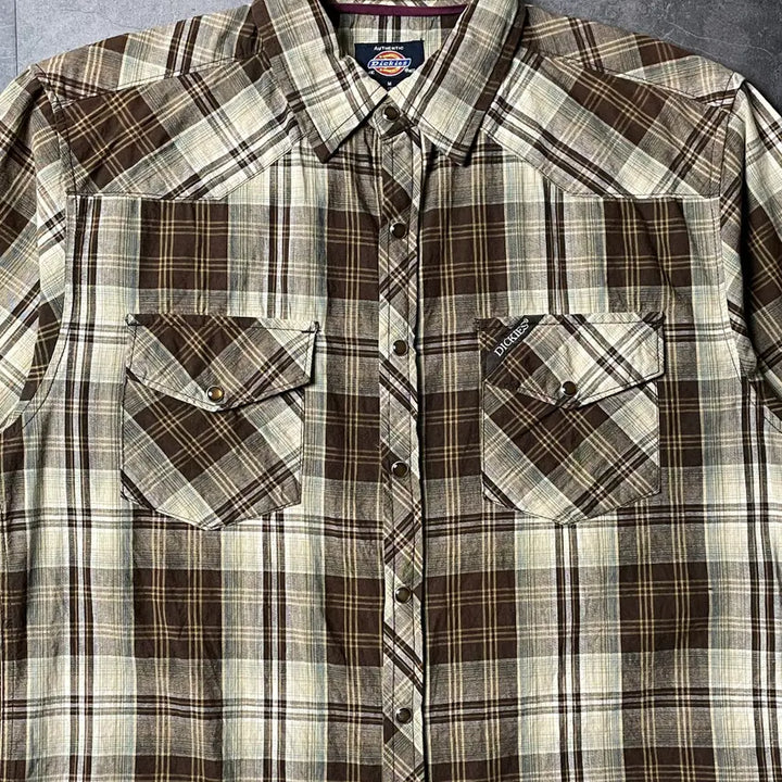[BUNJANG] Dickies Vintage Check Western Short Sleeve Shirt A00937 / DICKIES 디키즈 빈티지 체크 웨스턴 반팔 셔츠 A00937