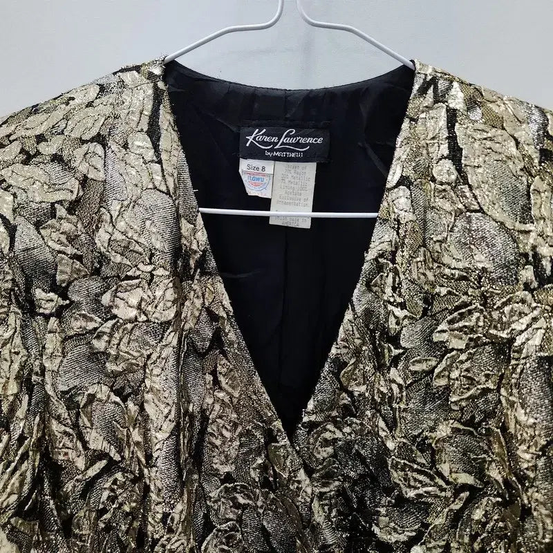 [BUNJANG] Luxury 80s-90s Metallic Feather Blazer Jacket (Made in USA) / 럭셔리 8090s 메탈릭 페더 블레이저 자켓 MADE IN USA