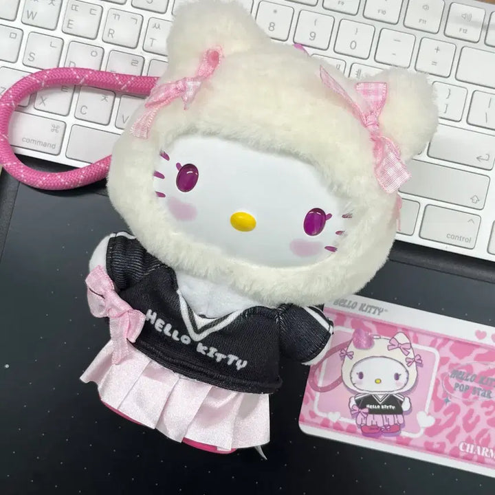 [BUNJANG] Sanrio Miniso Pop Star Kitty Charm Kibubu Keyring Plush / 산리오 미니소 팝스타 키티 참 키부부 키링 인형