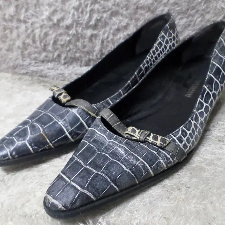[BUNJANG] Emporio Armani Croc-Embossed Leather Loafers / 후루룩구제2 240 엠포리오아르마니 구두 로퍼 굽5 와니 260511