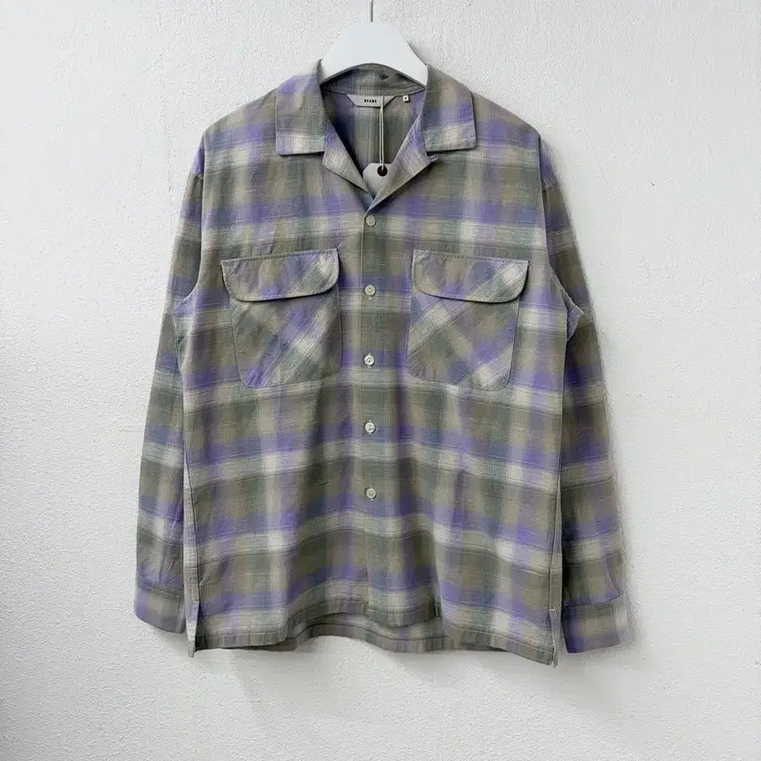 [BUNJANG] BEAMS Ombrecheck Loose Fit Open Collar Shirt / BEAMS Ombrecheck Loose Fit Open shirt