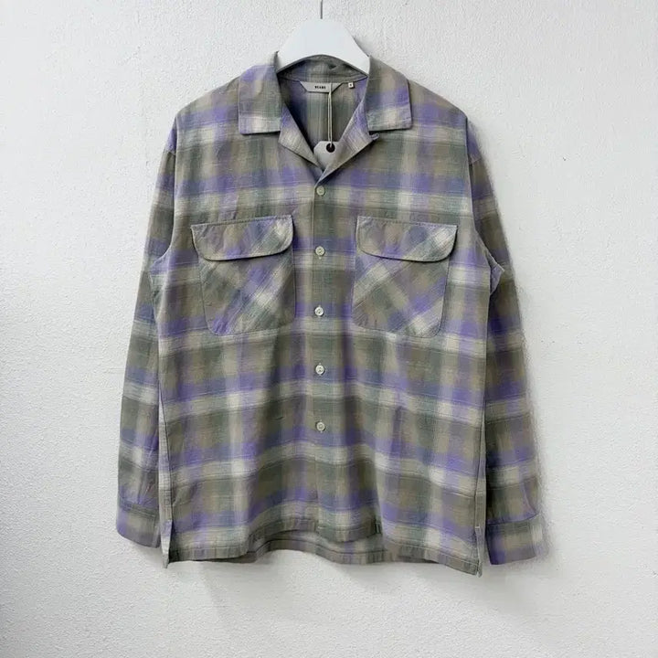[BUNJANG] BEAMS Ombrecheck Loose Fit Open Collar Shirt / BEAMS Ombrecheck Loose Fit Open shirt
