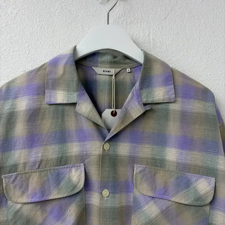 [BUNJANG] BEAMS Ombrecheck Loose Fit Open Collar Shirt / BEAMS Ombrecheck Loose Fit Open shirt