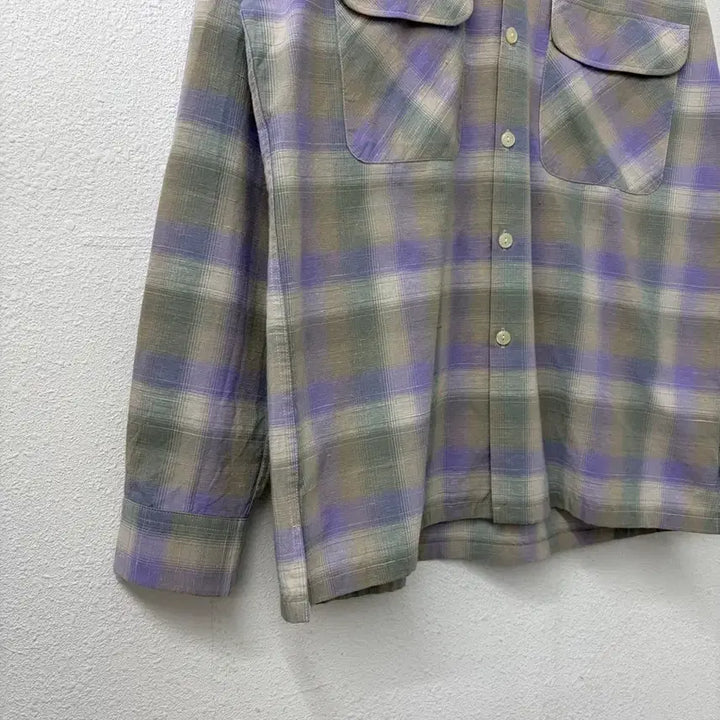 [BUNJANG] BEAMS Ombrecheck Loose Fit Open Collar Shirt / BEAMS Ombrecheck Loose Fit Open shirt