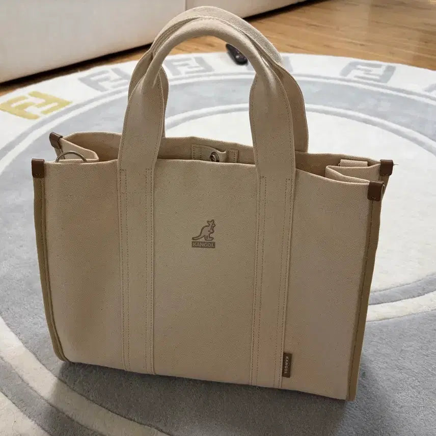 [BUNJANG] Kangol Canvas Tote Bag - Ivory / 캉골 캔버스 토트백 아이보리